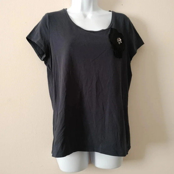 Ann Taylor XD Size Large Short Sleeves for 4Dark Blue Rhinestone Accents - Picture 3 of 7